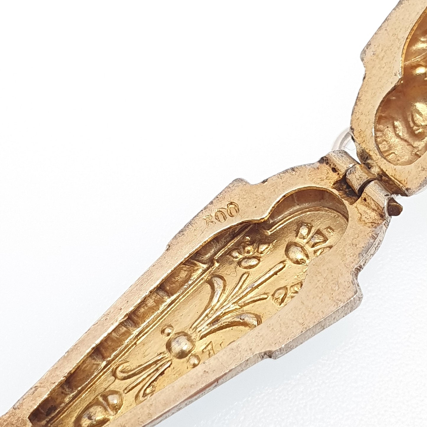 Antique Solid Silver Sarcophagus Charm Pendant Enamel Large Egyptian Revival Necklace Locket Pharaoh Art Deco 1920s