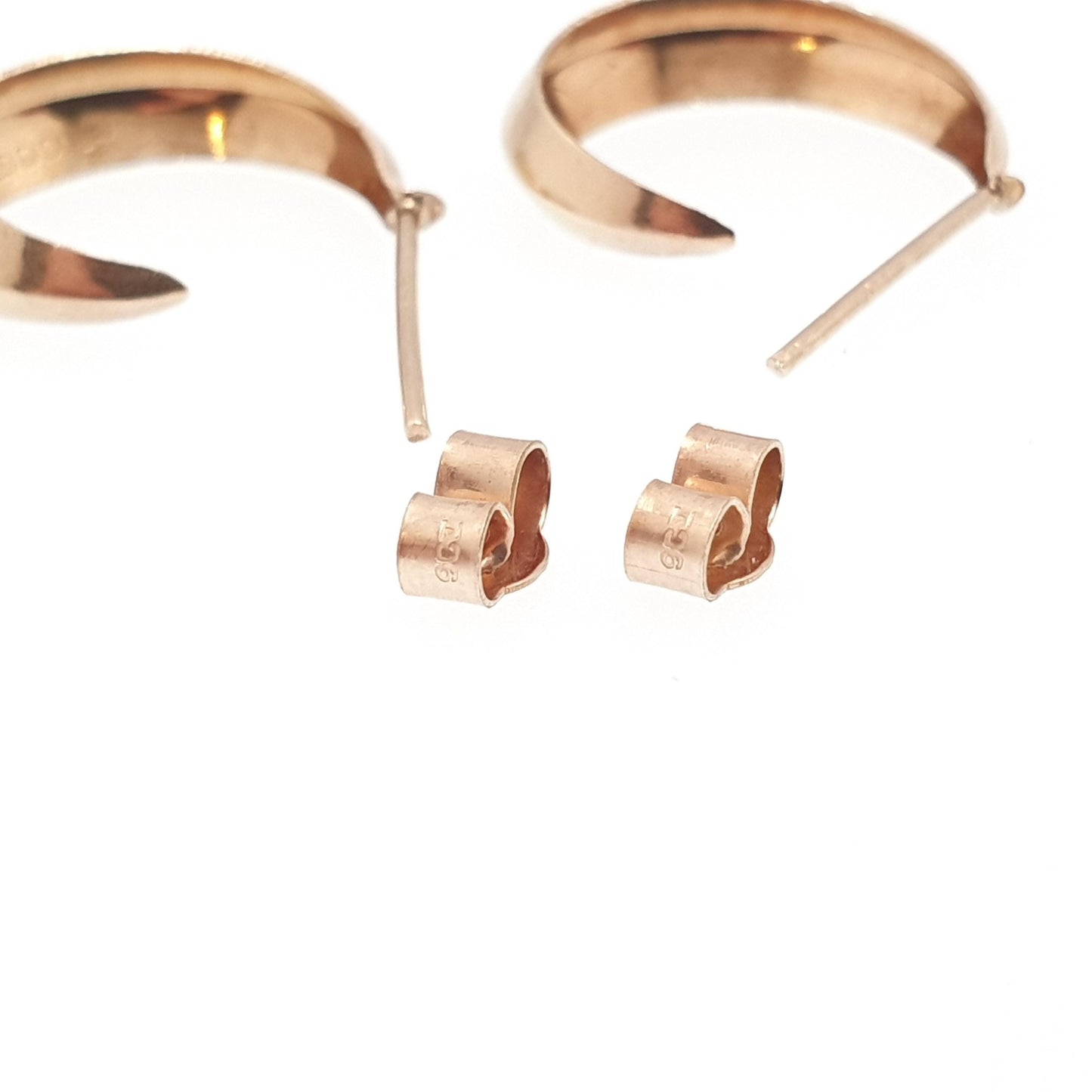Vintage 9k 9ct Gold Hoop Earrings Stud Three Quarter Solid 375 Yellow Retro Solid 9kt 375 Womens Jewelry Jewellery