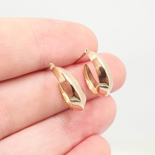 Vintage 9k 9ct Gold Hoop Earrings Stud Three Quarter Solid 375 Yellow Retro Solid 9kt 375 Womens Jewelry Jewellery