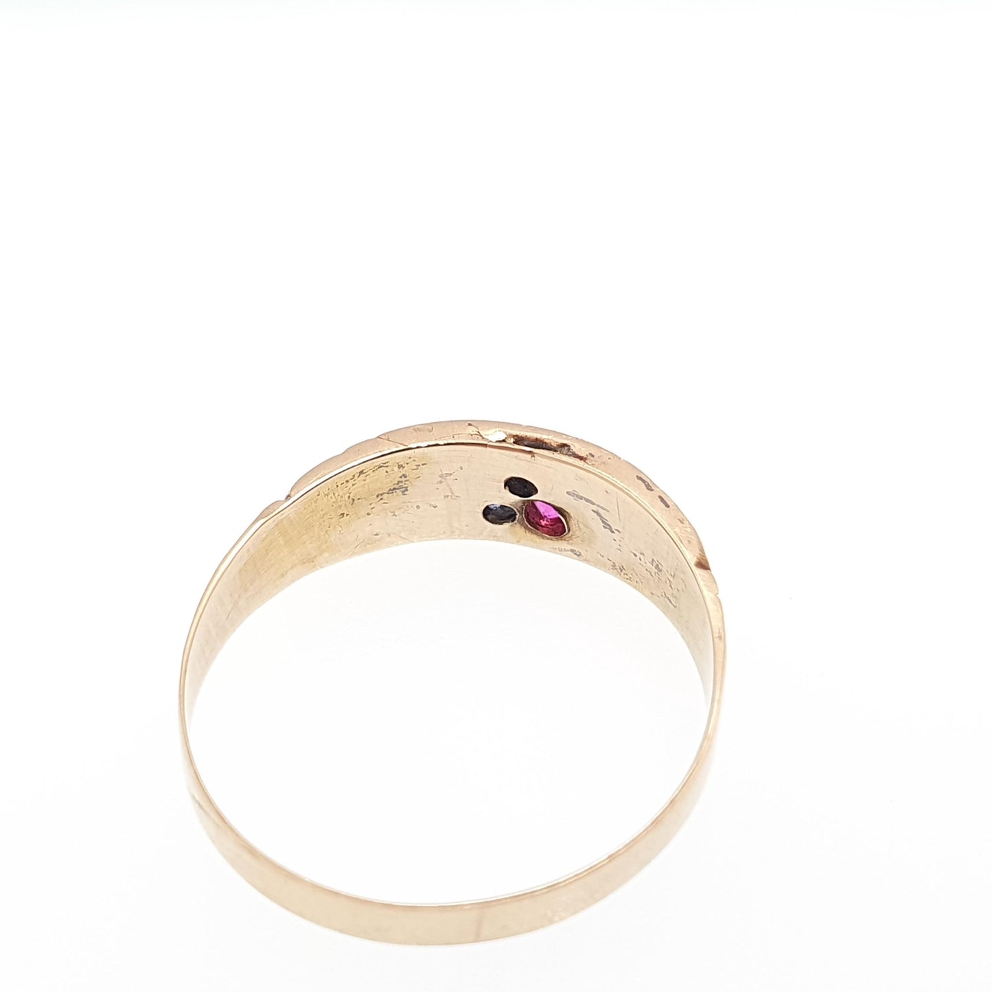 Antique 18ct Sapphire Diamond Ruby Ring Victorian Solid Gold 18k 750 18kt Gemstone Womens Vintage Jewelry Jewellery