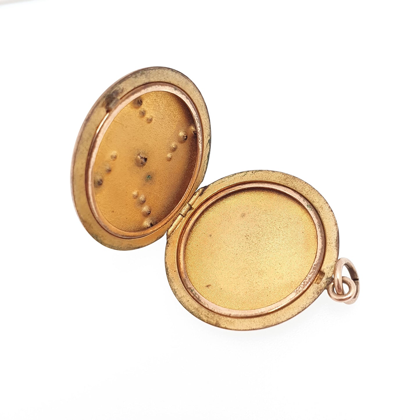 Antique Rolled Gold Filled Diamond Paste Locket Scroll Sparkly Round Circle Photo Womens Vintage Jewelry Jewellery