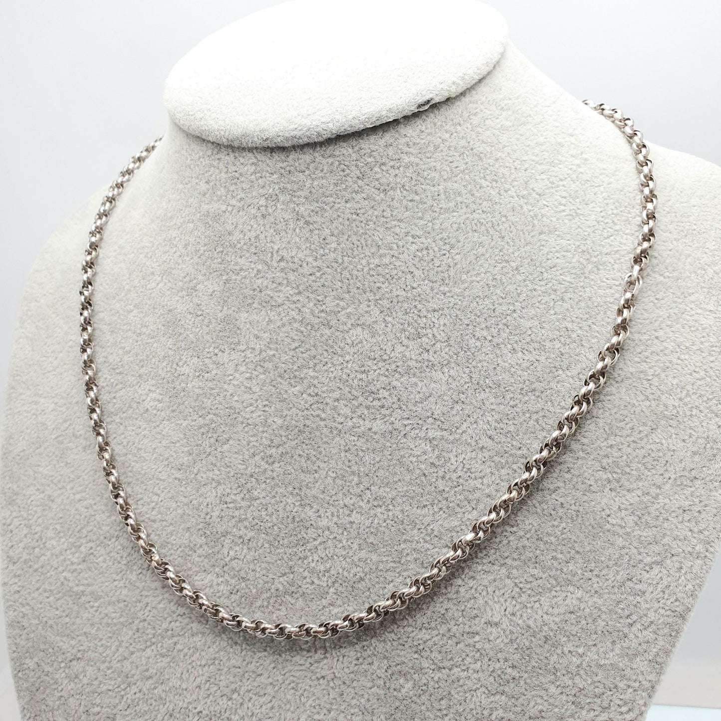 Antique Victorian Sterling Silver Rope Link Chain Necklace 48cm 18.9" 9.52g Helix Twisted Woven 1800s Vintage Mens Womens Jewelry Jewelry