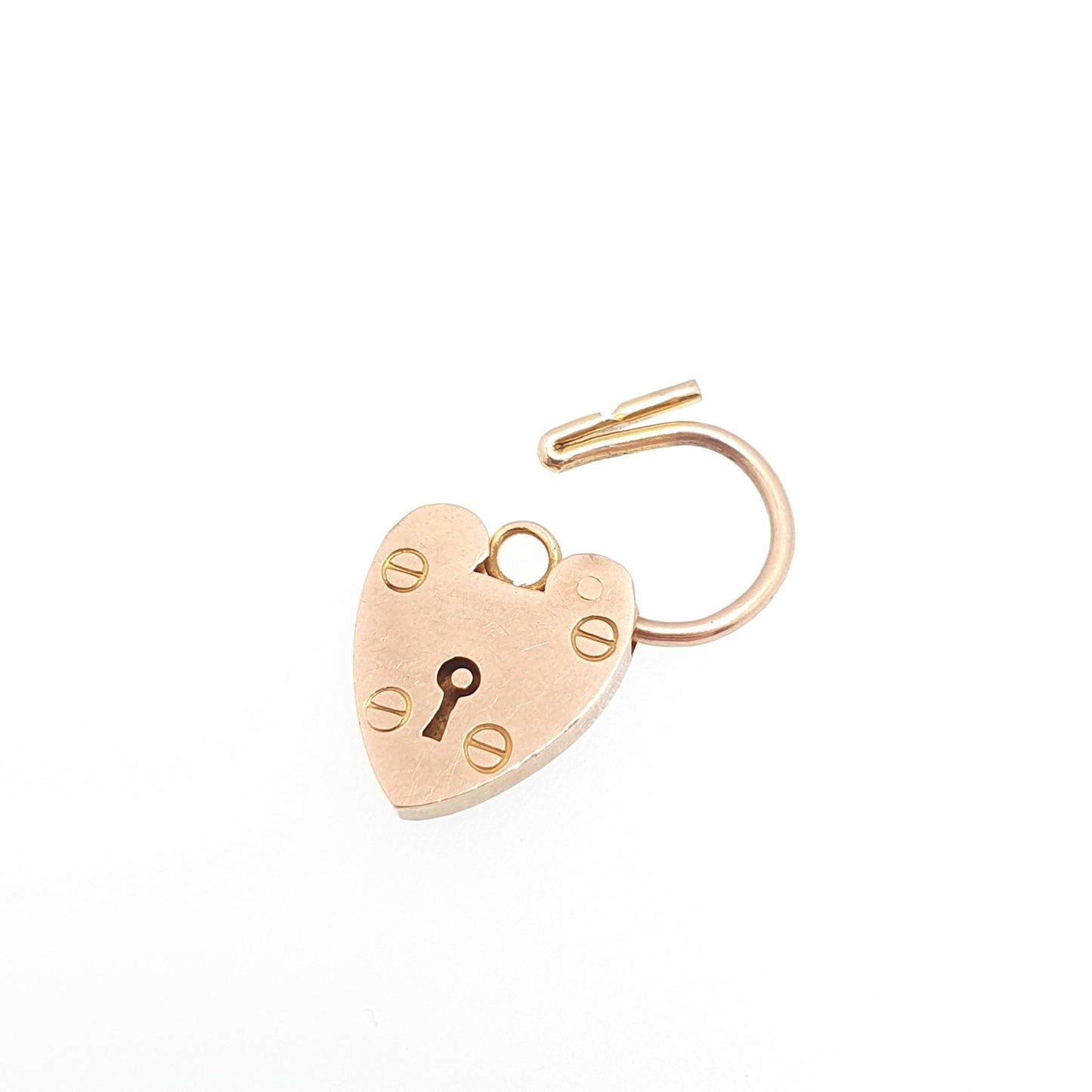 Antique 9ct 9k Rose Gold Padlock Clasp Charm Victorian Necklace Pendant Bracelet Solid 9k 9 Carat Lock Vintage Womens Jewelry Jewellery