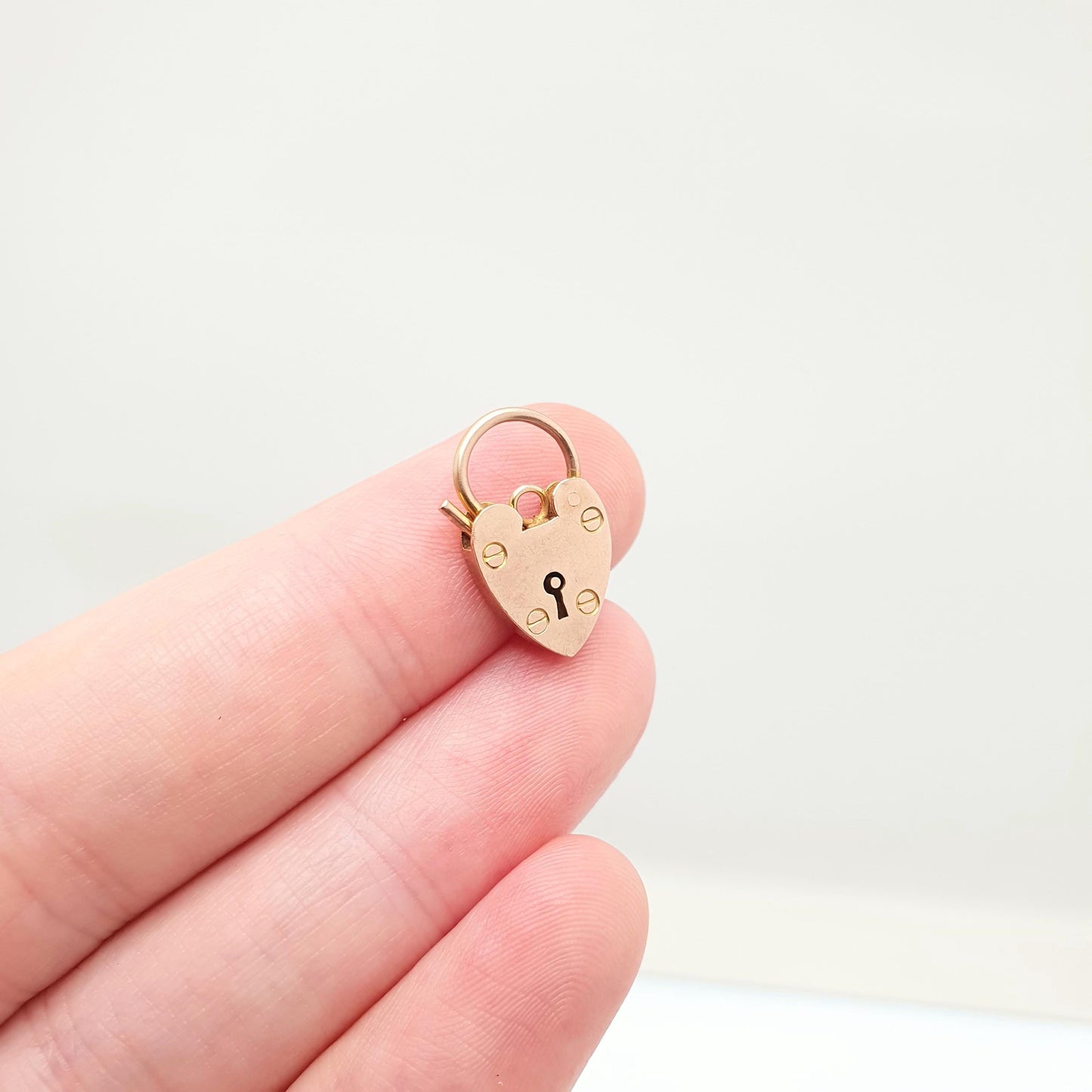 Antique 9ct 9k Rose Gold Padlock Clasp Charm Victorian Necklace Pendant Bracelet Solid 9k 9 Carat Lock Vintage Womens Jewelry Jewellery