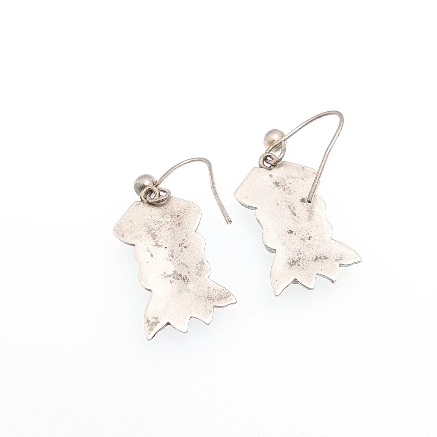 Antique Montrose Lace Agate Solid Silver Earrings Scottish Buckle Hook Dangle Drop Fine Vintage Jewelry Jewellery