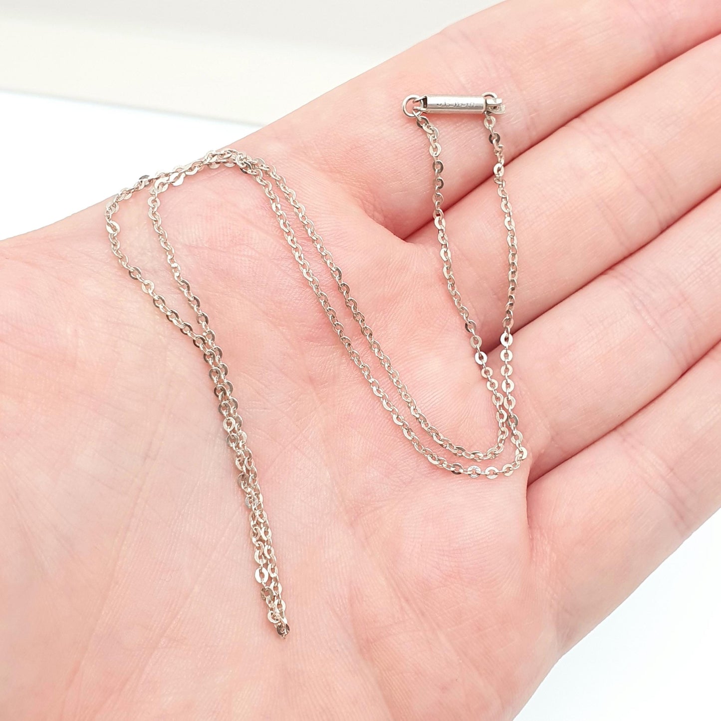 Antique Sterling Silver Chain Necklace Cable Link 41cm 16.1" 1.72g Trace Oval Links Genuine Fine Womens Vintage Jewelry Jewellery