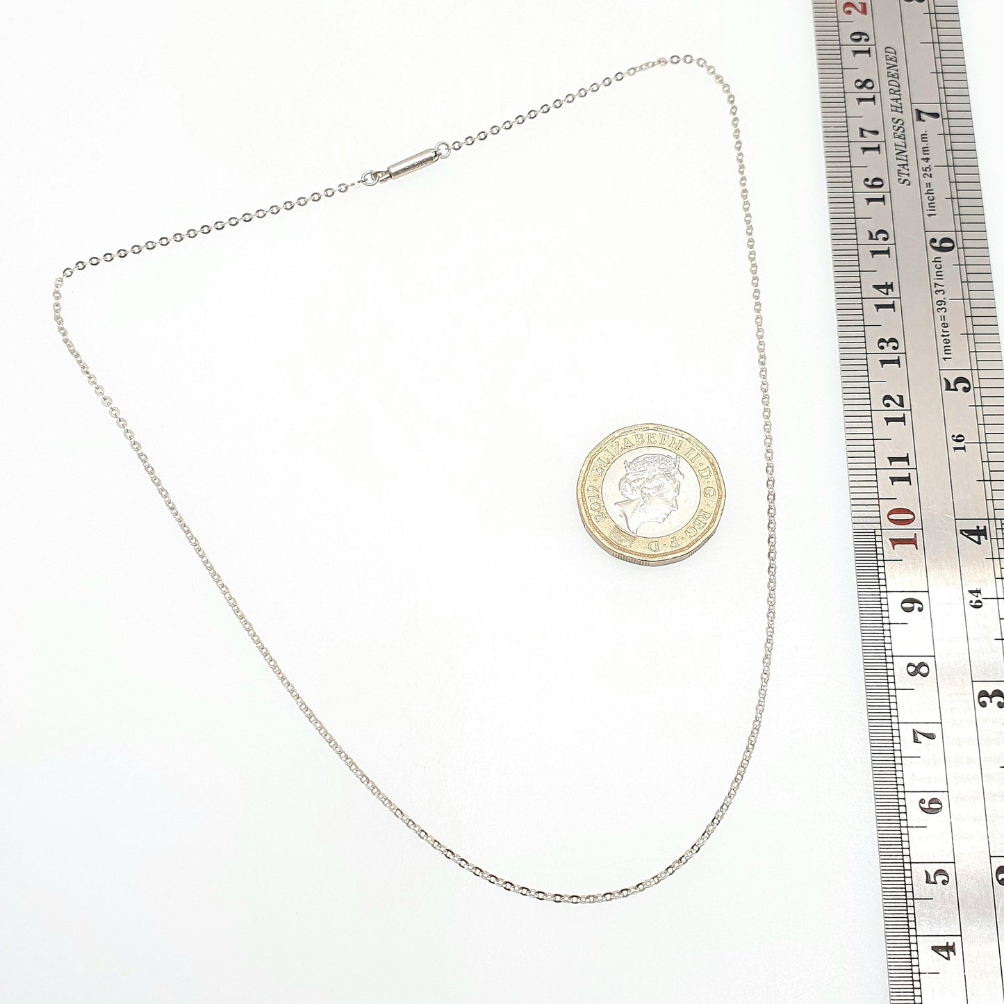 Antique Sterling Silver Chain Necklace Cable Link 41cm 16.1" 1.72g Trace Oval Links Genuine Fine Womens Vintage Jewelry Jewellery
