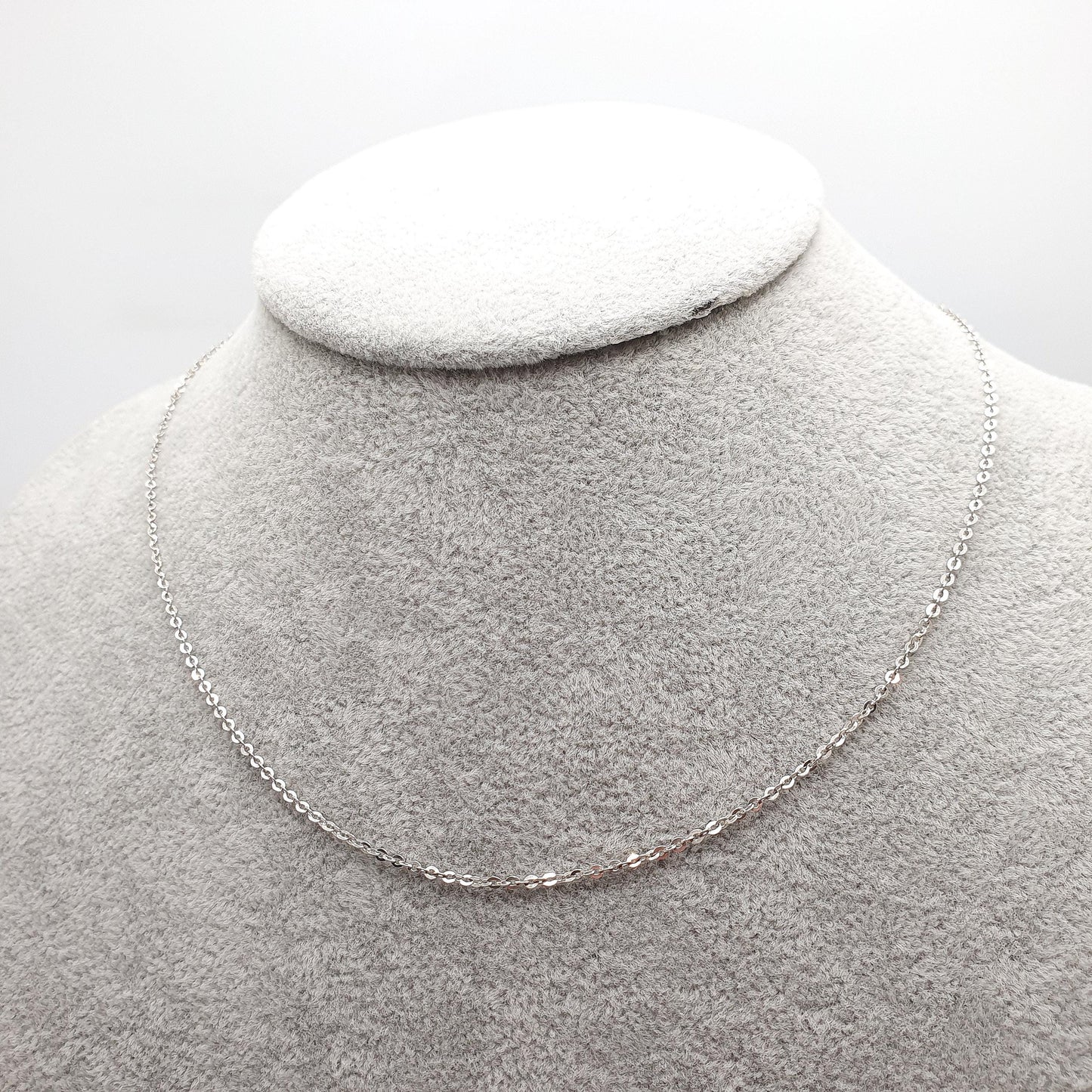 Antique Sterling Silver Chain Necklace Cable Link 41cm 16.1" 1.72g Trace Oval Links Genuine Fine Womens Vintage Jewelry Jewellery