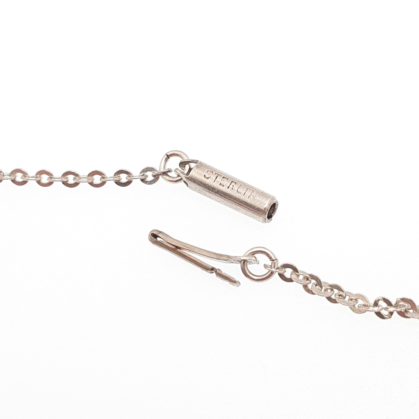 Antique Sterling Silver Chain Necklace Cable Link 41cm 16.1" 1.72g Trace Oval Links Genuine Fine Womens Vintage Jewelry Jewellery