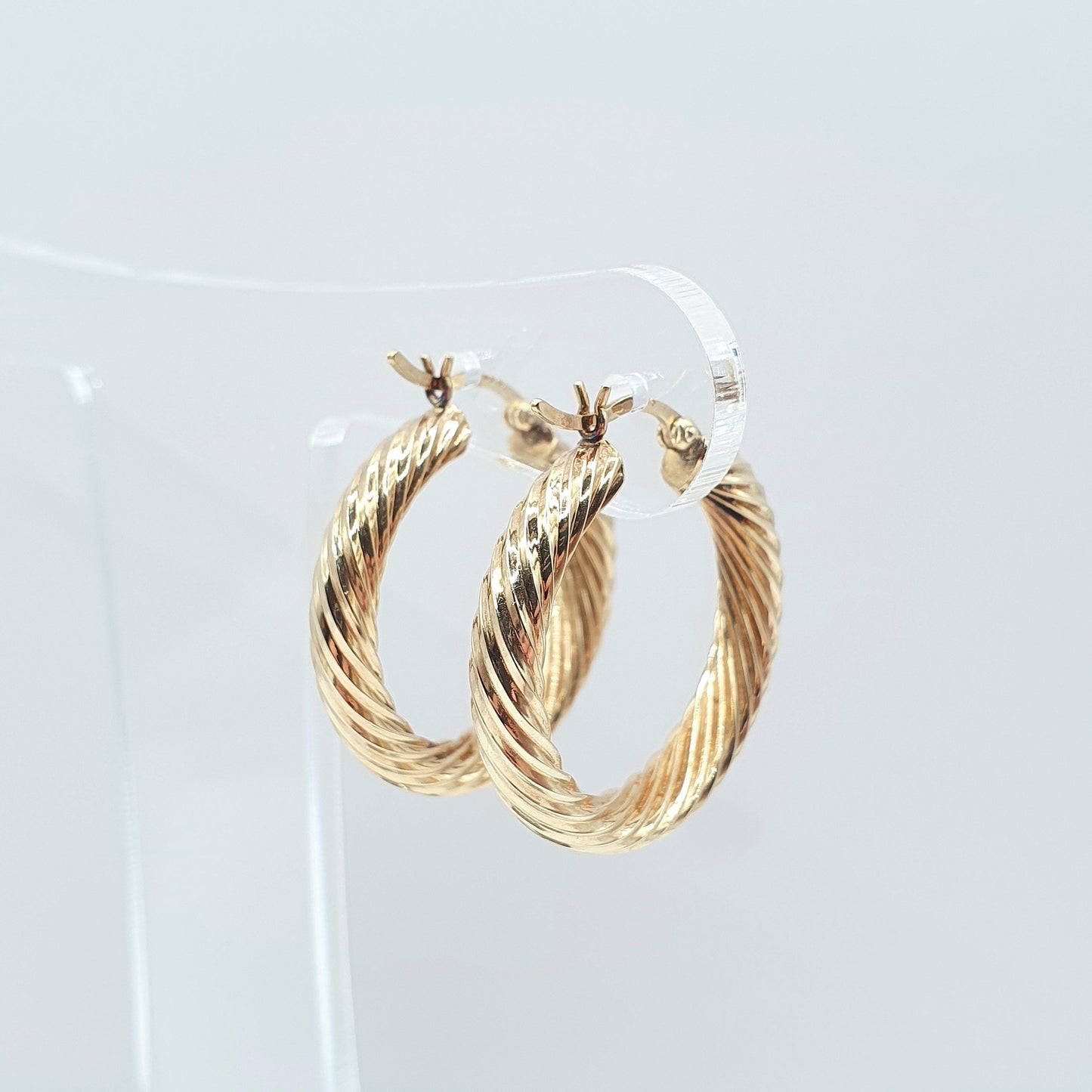 Vintage 9ct 9k Gold Large Hoop Earrings Full Rope Twist Big Solid 375 9kt Carat Dangle Hanging Womens Jewelry Jewellery