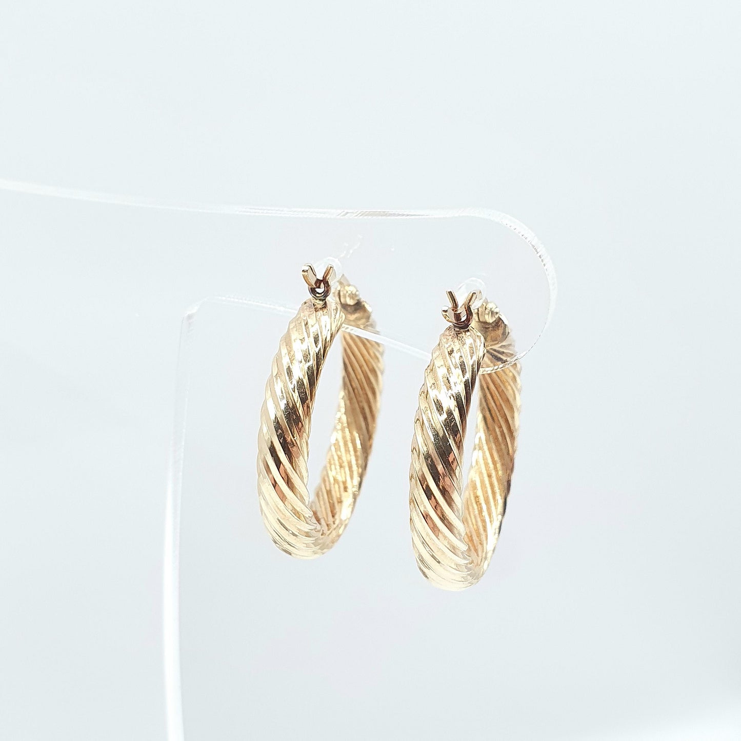 Vintage 9ct 9k Gold Large Hoop Earrings Full Rope Twist Big Solid 375 9kt Carat Dangle Hanging Womens Jewelry Jewellery