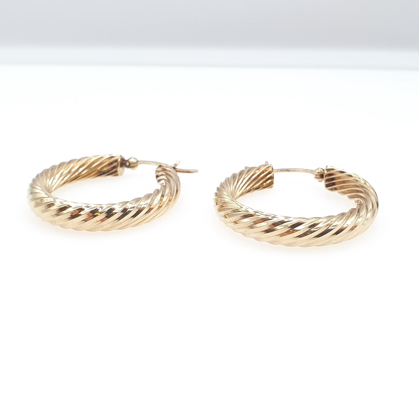 Vintage 9ct 9k Gold Large Hoop Earrings Full Rope Twist Big Solid 375 9kt Carat Dangle Hanging Womens Jewelry Jewellery