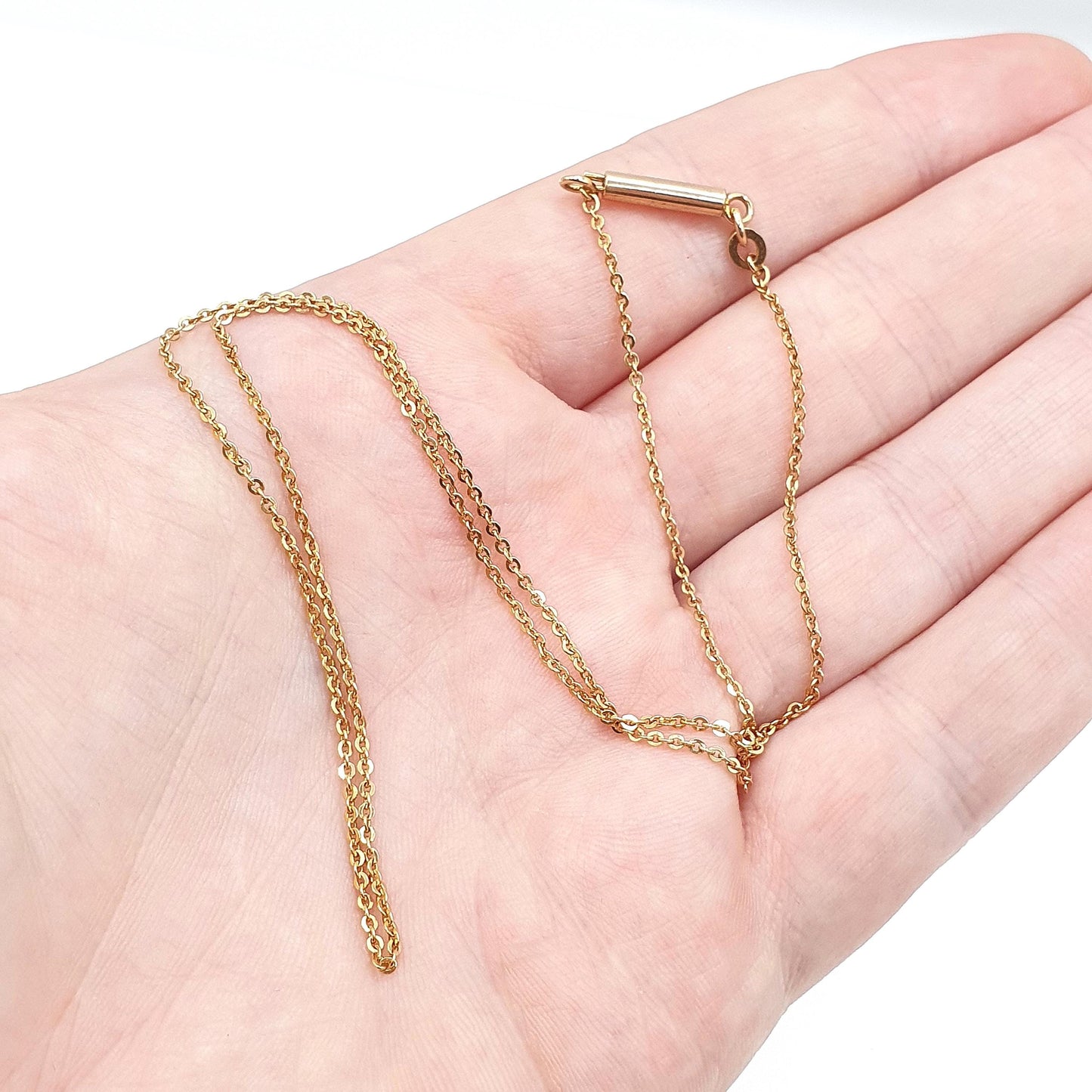 Antique Rose Rolled Gold Chain Necklace Cable Trace Link Gold Filled 44cm 17.3" 1.91g Vintage Mens Womens