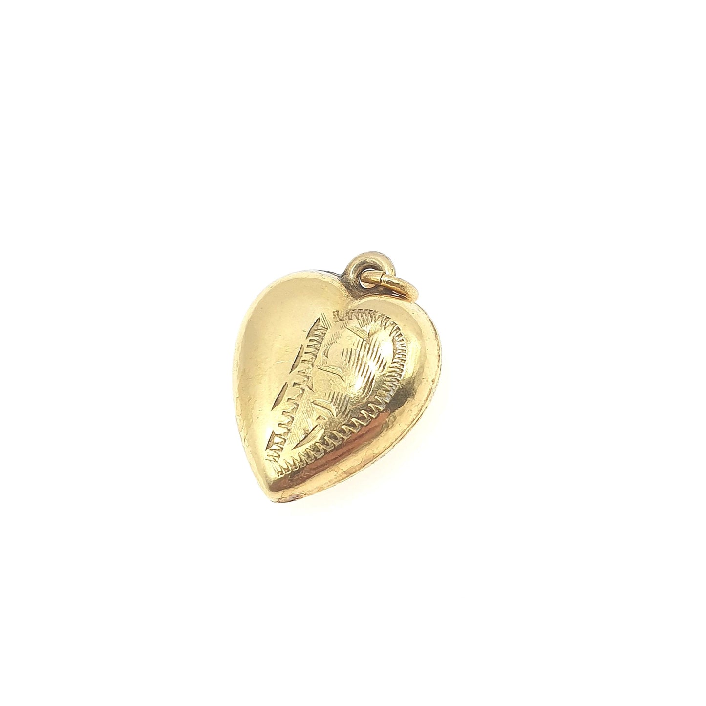 Antique Rolled Gold Heart Pendant Charm Gold Filled Love Romantic Necklace Vintage Womens