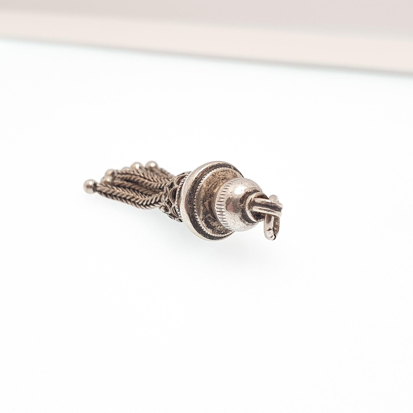 Antique Solid Silver Tassel Fob Victorian Necklace Pendant Bracelet Charm 1800s Genuine Albert Albertina Chain Vintage Womens Jewelry