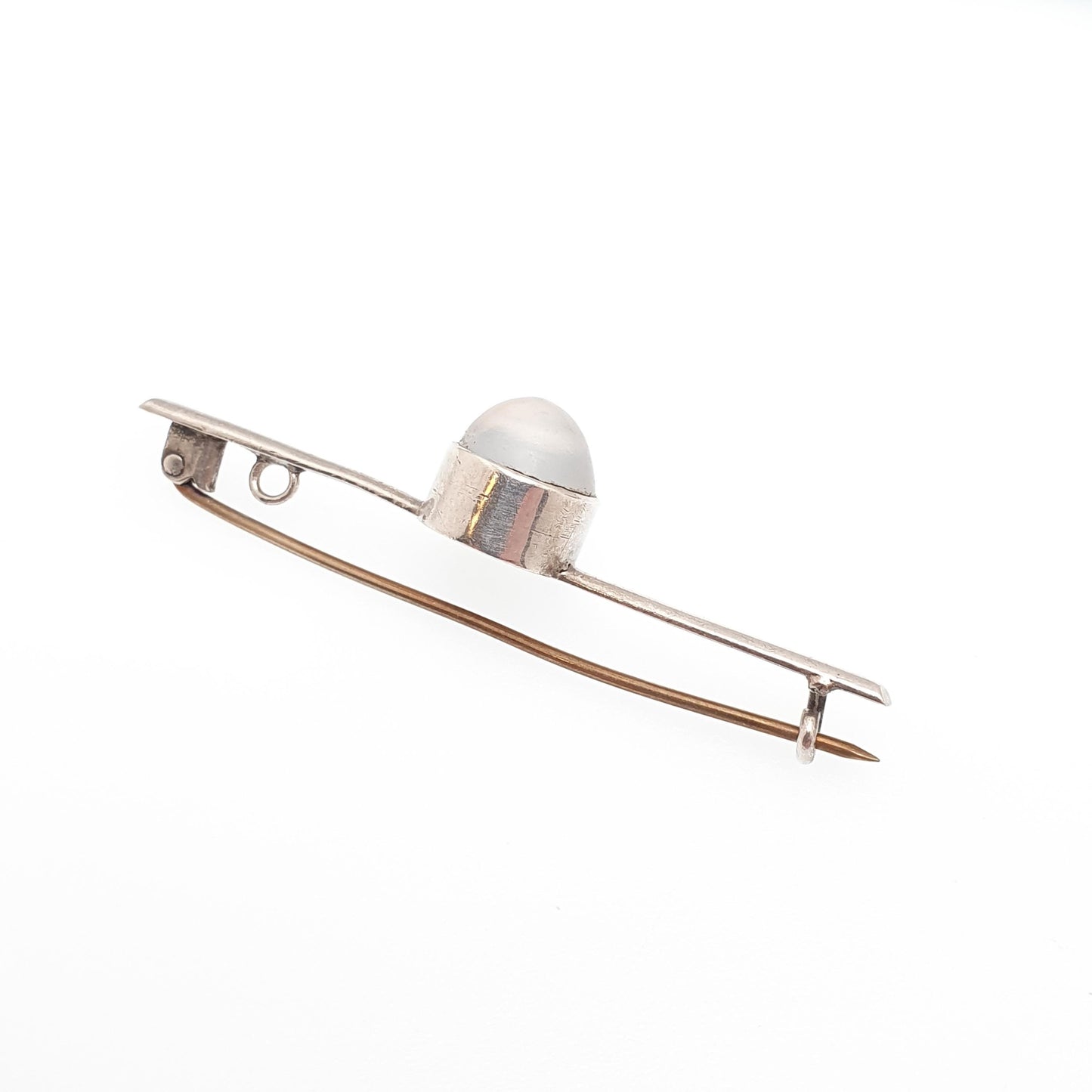 Antique Moonstone Brooch Solid Silver Victorian Vintage Bar Pin Cabochon Blue Adularescence Womens Jewelry Jewellery