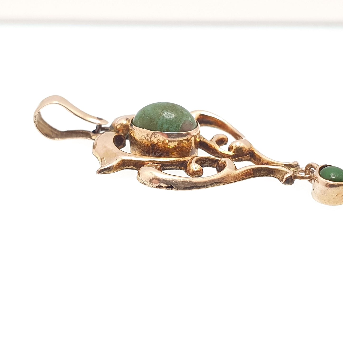 Antique 9ct 9k Gold Turquoise Pendant Art Nouveau Necklace Natural Gemstone Solid 375 Vintage Womens Jewellery Jewelry