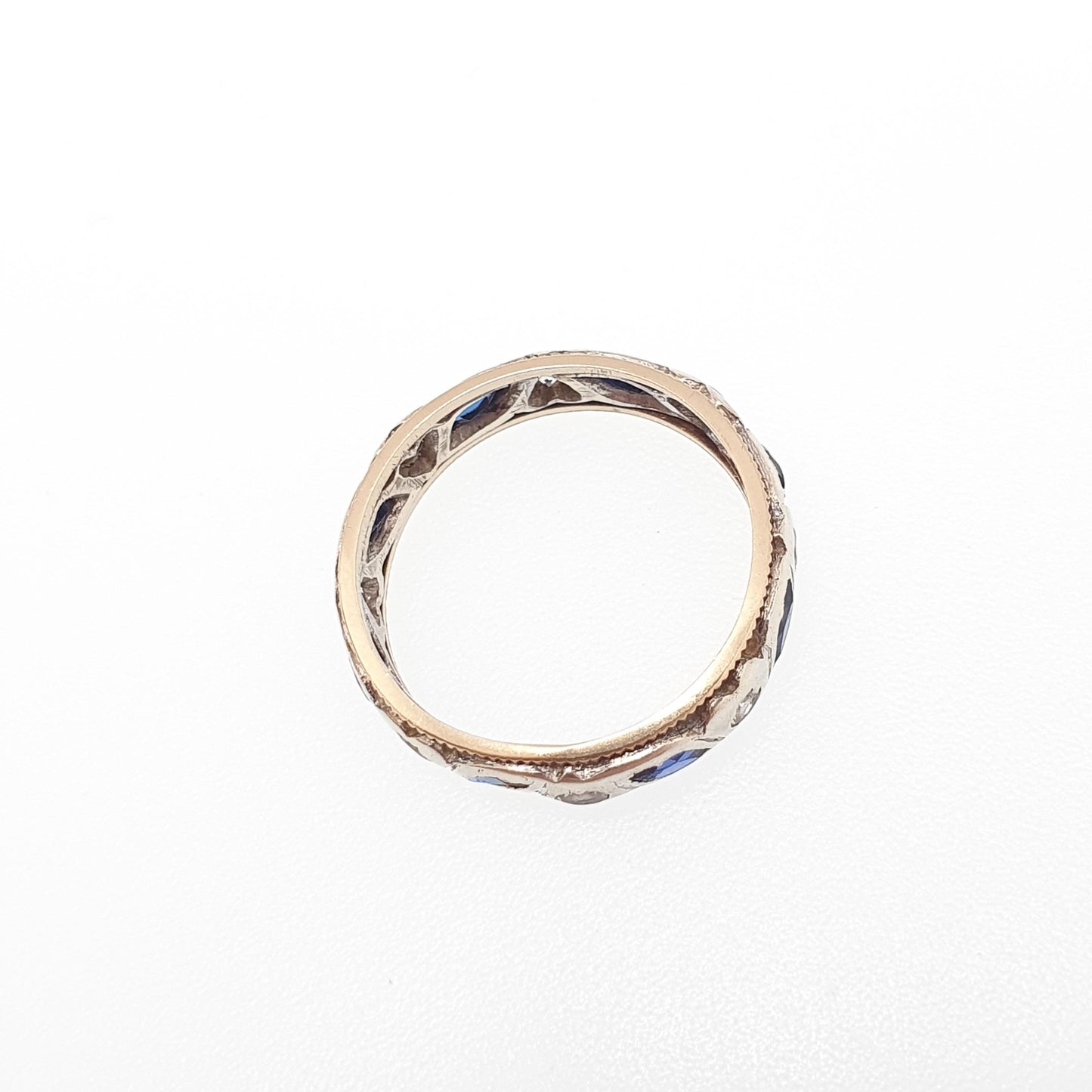 Vintage 9ct Gold Sapphire Eternity Ring White Spinel Marquise Cut Full Band Gemstone Solid 9k 375 Womens Jewelry Jewellery