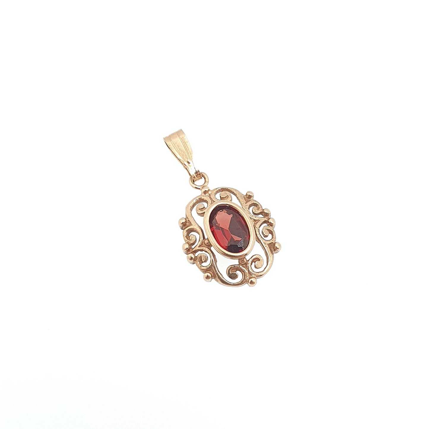 Vintage 9ct 9k Gold Garnet Pendant Necklace Solid 9kt Oval Cut Genuine Pyrope Gemstone Womens Jewellery Jewelry