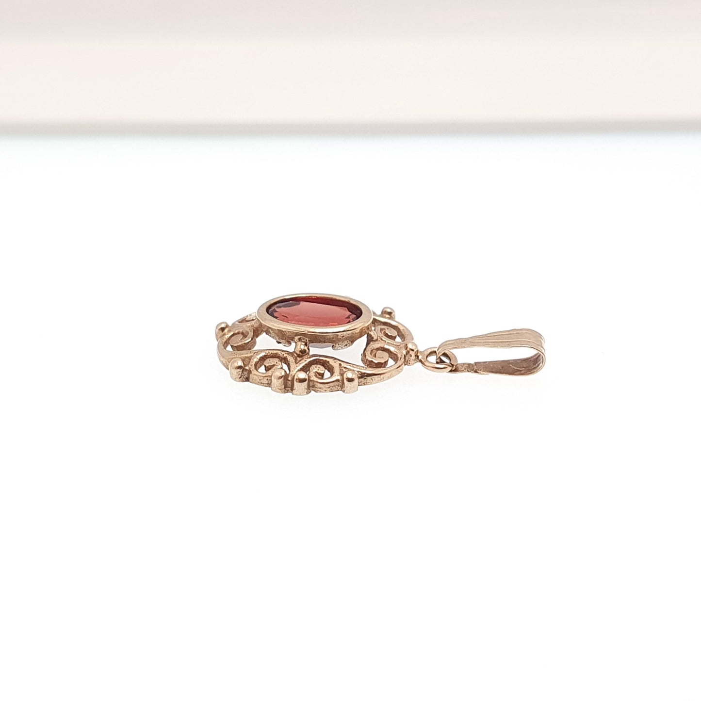 Vintage 9ct 9k Gold Garnet Pendant Necklace Solid 9kt Oval Cut Genuine Pyrope Gemstone Womens Jewellery Jewelry