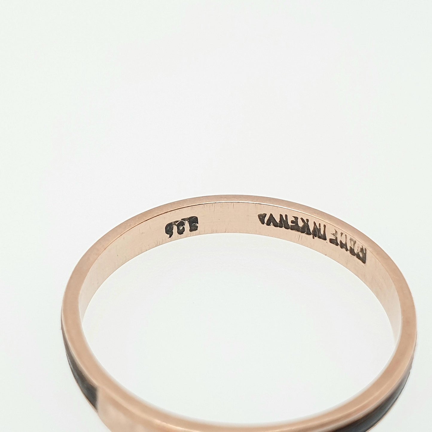 Vintage 9ct 9kt Gold Band Ring Leather Strip Solid 375 9k African Stacking Stacker Mens Womens Fine Jewelry Jewellery