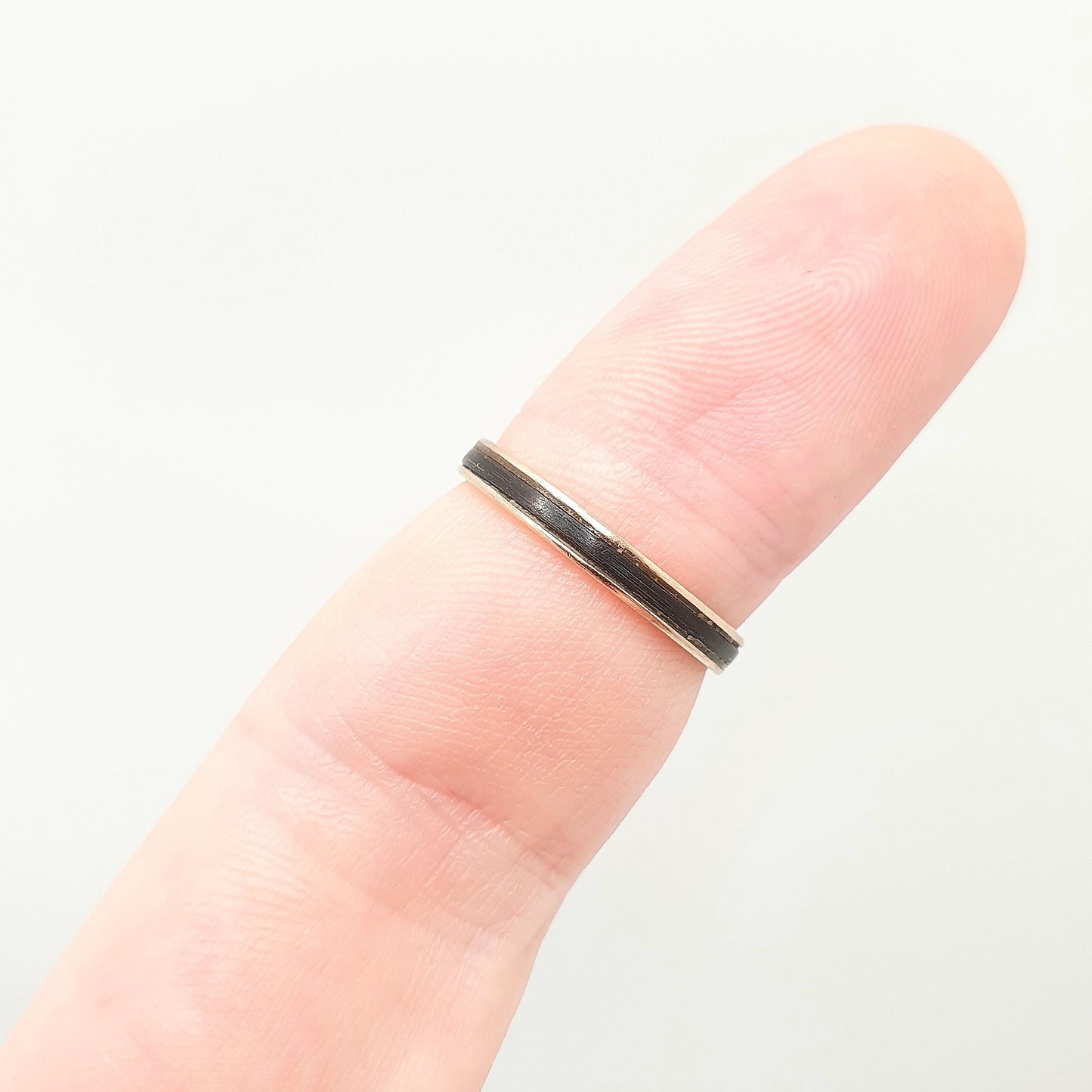 Vintage 9ct 9kt Gold Band Ring Leather Strip Solid 375 9k African Stacking Stacker Mens Womens Fine Jewelry Jewellery