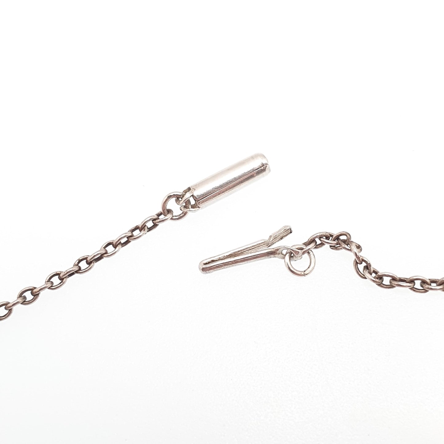 Antique Solid Silver Chain Necklace Cable Link 43cm 16.9" 2.78g Trace Oval Links Genuine Fine Womens Vintage Retro Jewelry Jewellery