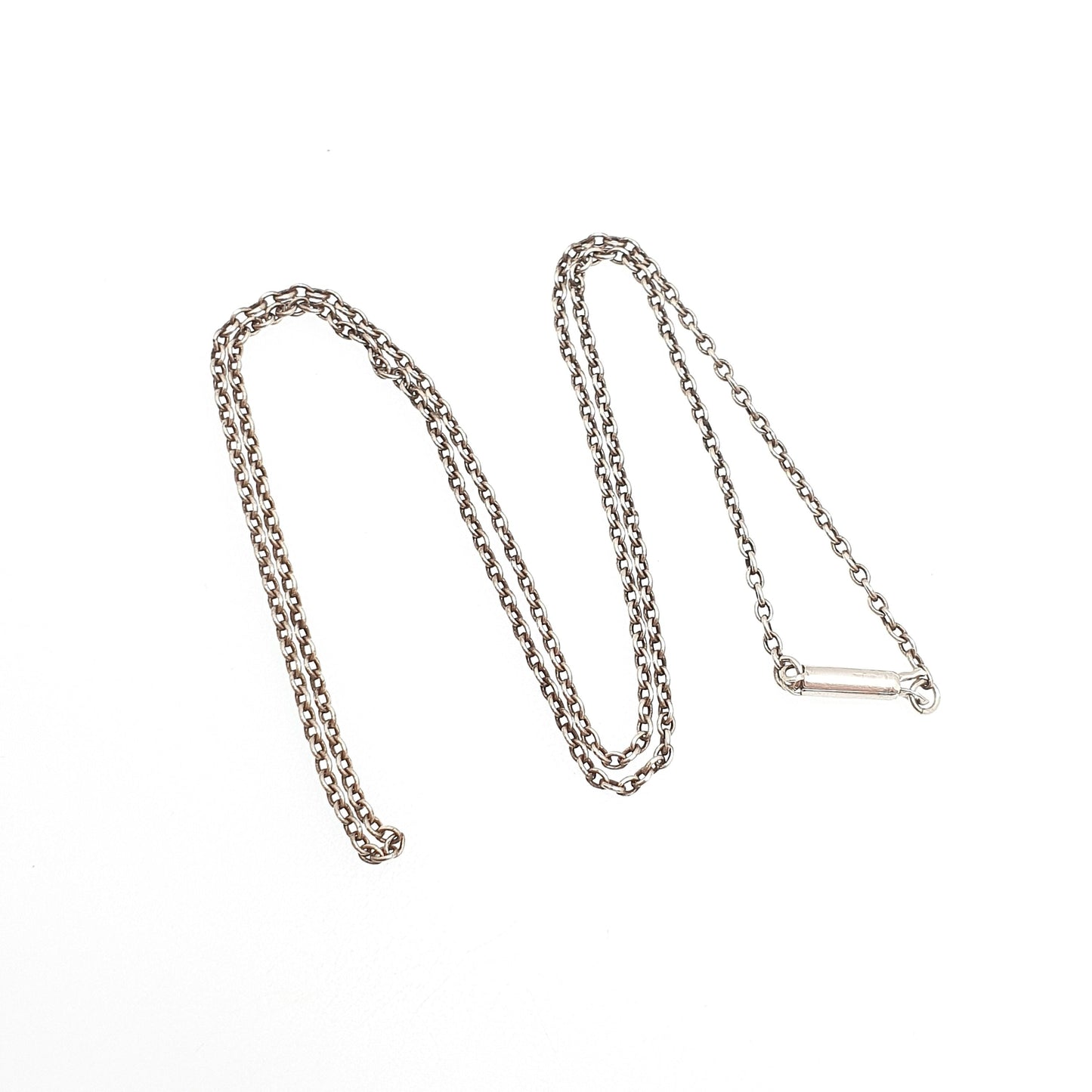 Antique Solid Silver Chain Necklace Cable Link 43cm 16.9" 2.78g Trace Oval Links Genuine Fine Womens Vintage Retro Jewelry Jewellery