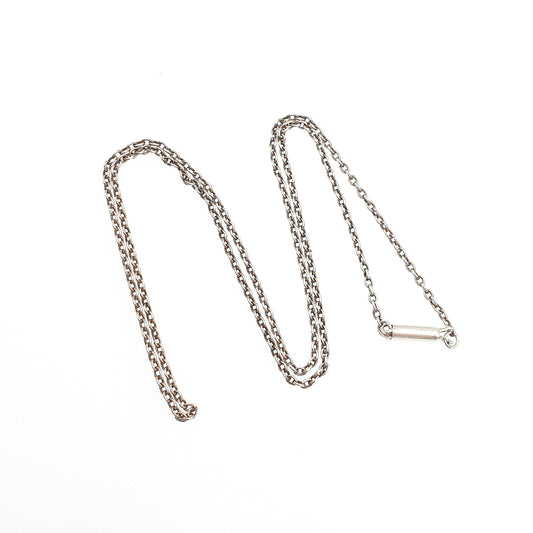 Antique Solid Silver Chain Necklace Cable Link 43cm 16.9" 2.78g Trace Oval Links Genuine Fine Womens Vintage Retro Jewelry Jewellery