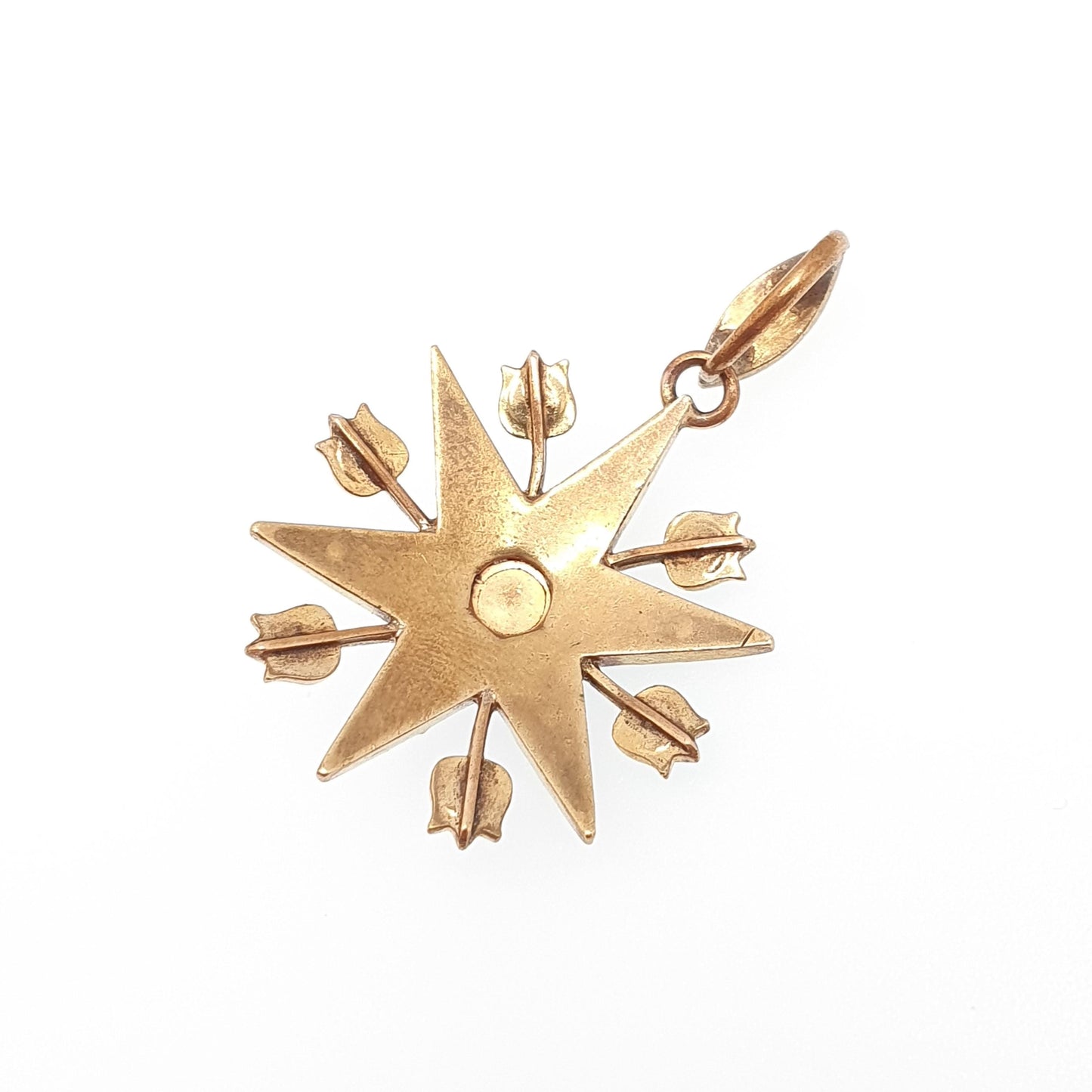 Antique Victorian Star Pendant Faux Turquoise & Seed Pearl Necklace Gold Gilt Celestial Vintage Jewellery Jewelry