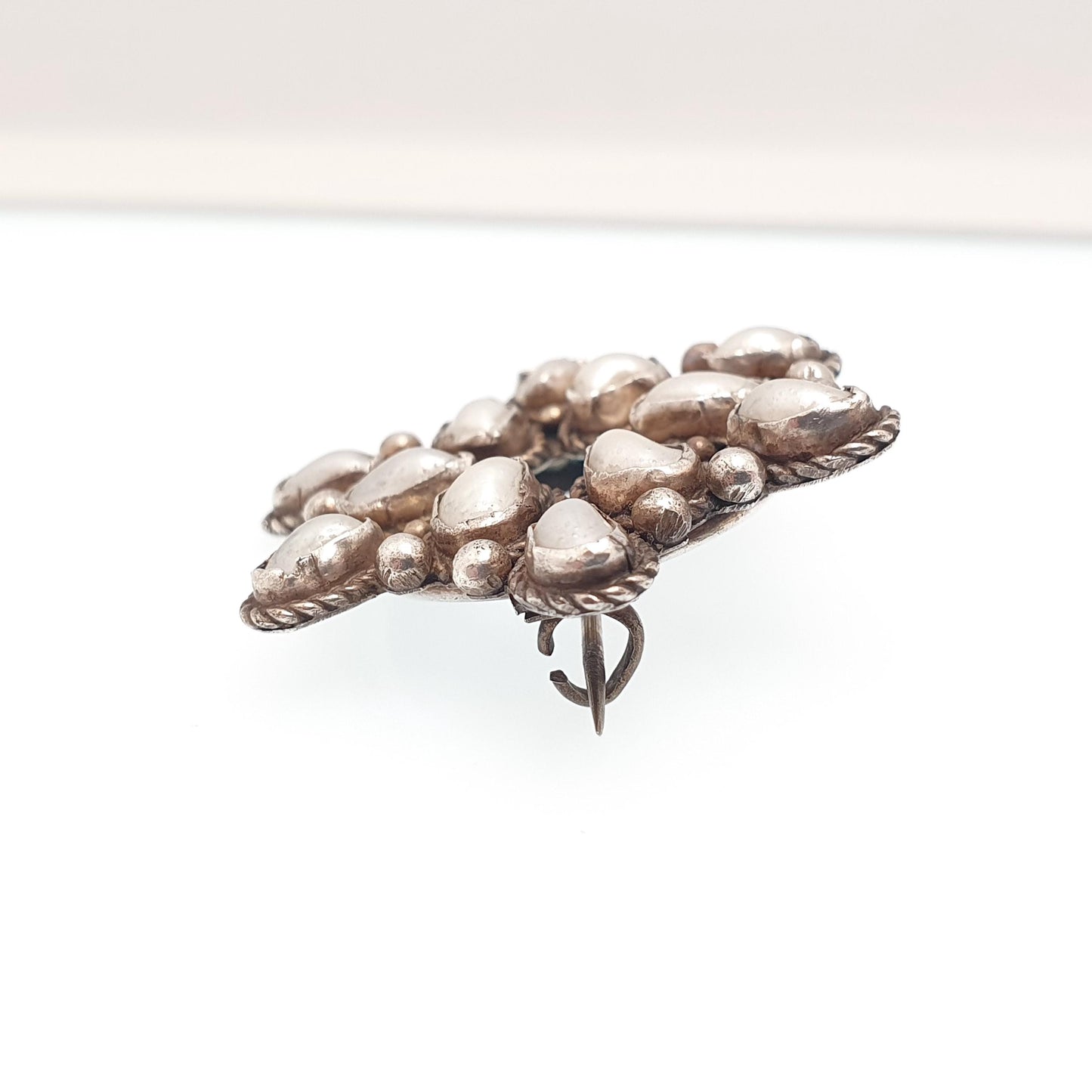 Antique Chinese Freshwater Pearl Solid Silver Brooch Star Shape Cluster Pin Natural Pearls Vintage Jewellery Jewelry