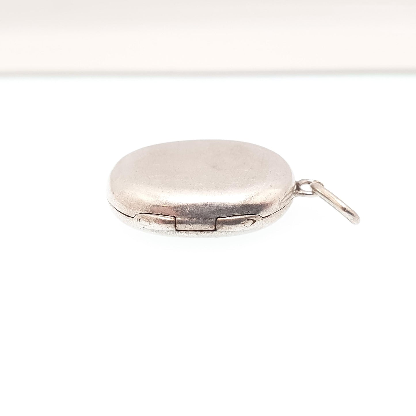 Antique Victorian Solid Silver Locket Smooth Polished Plain Blank Small Oval Necklace Pendant Picture Photo 1800s Vintage Jewellery Jewelry