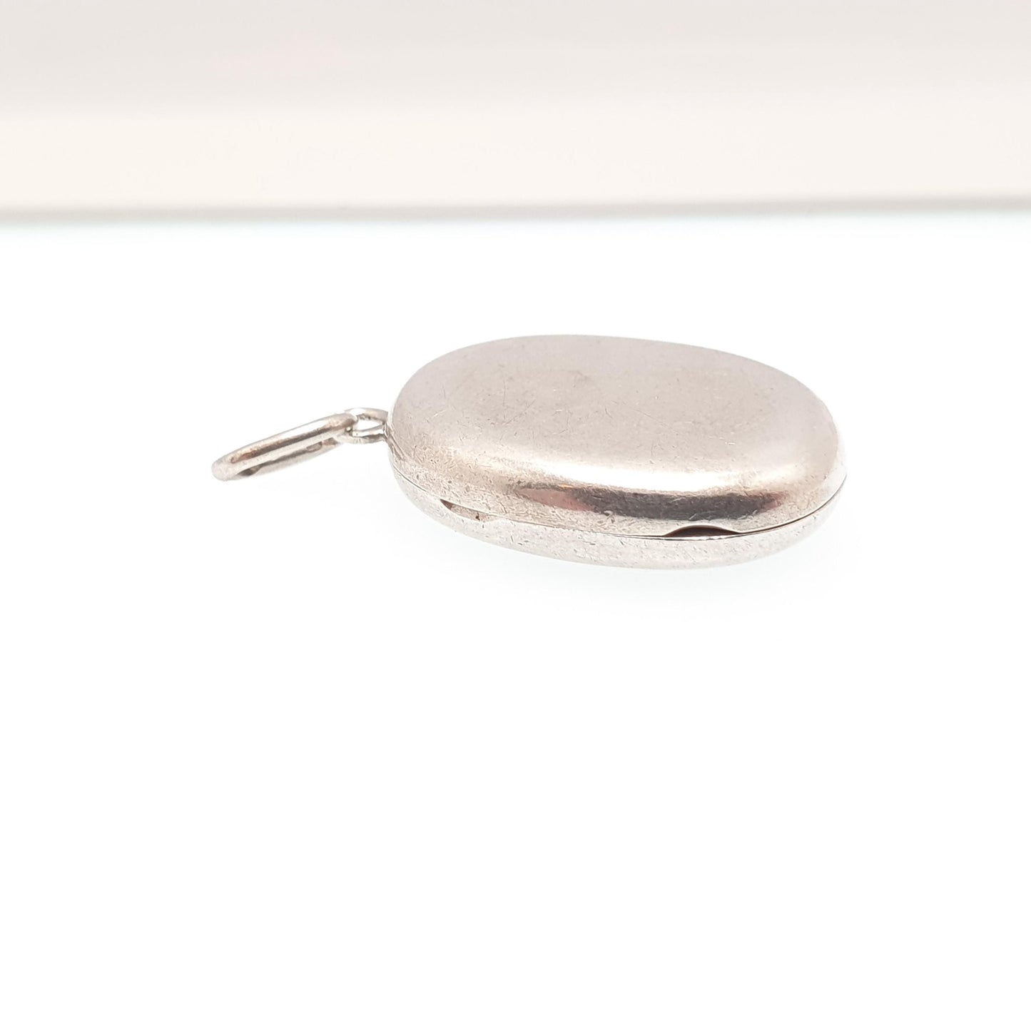 Antique Victorian Solid Silver Locket Smooth Polished Plain Blank Small Oval Necklace Pendant Picture Photo 1800s Vintage Jewellery Jewelry