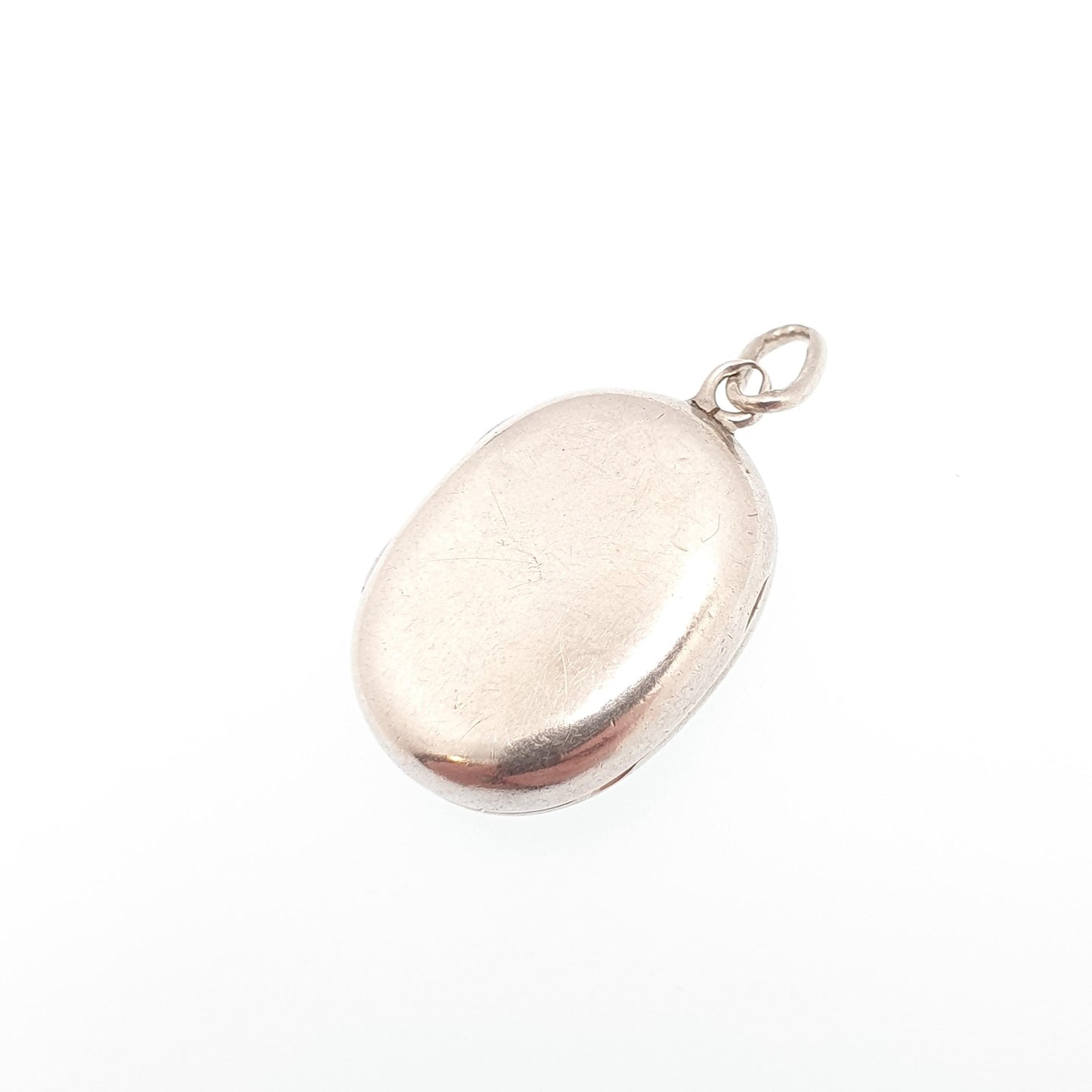 Antique Victorian Solid Silver Locket Smooth Polished Plain Blank Small Oval Necklace Pendant Picture Photo 1800s Vintage Jewellery Jewelry