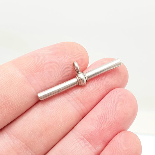 Antique Sterling Silver T Bar Pendant Fob Albert Chain Necklace Pocket Watch Charm 925 Vintage Mens Womens Jewelry Jewellery