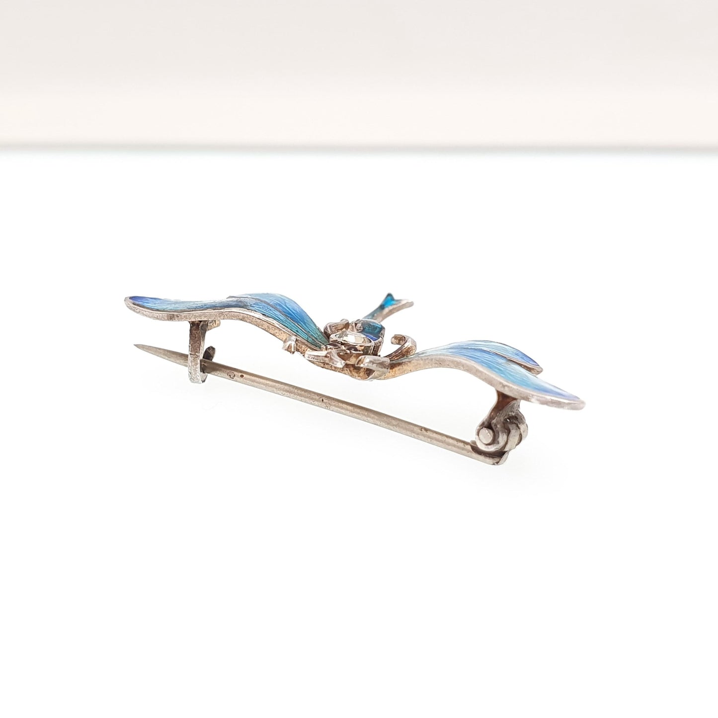 Antique Sterling Silver Dragonfly Brooch Enamel & Diamond Paste Edwardian Insect Fly Vintage Womens Red Jewelry Bug Jewellery
