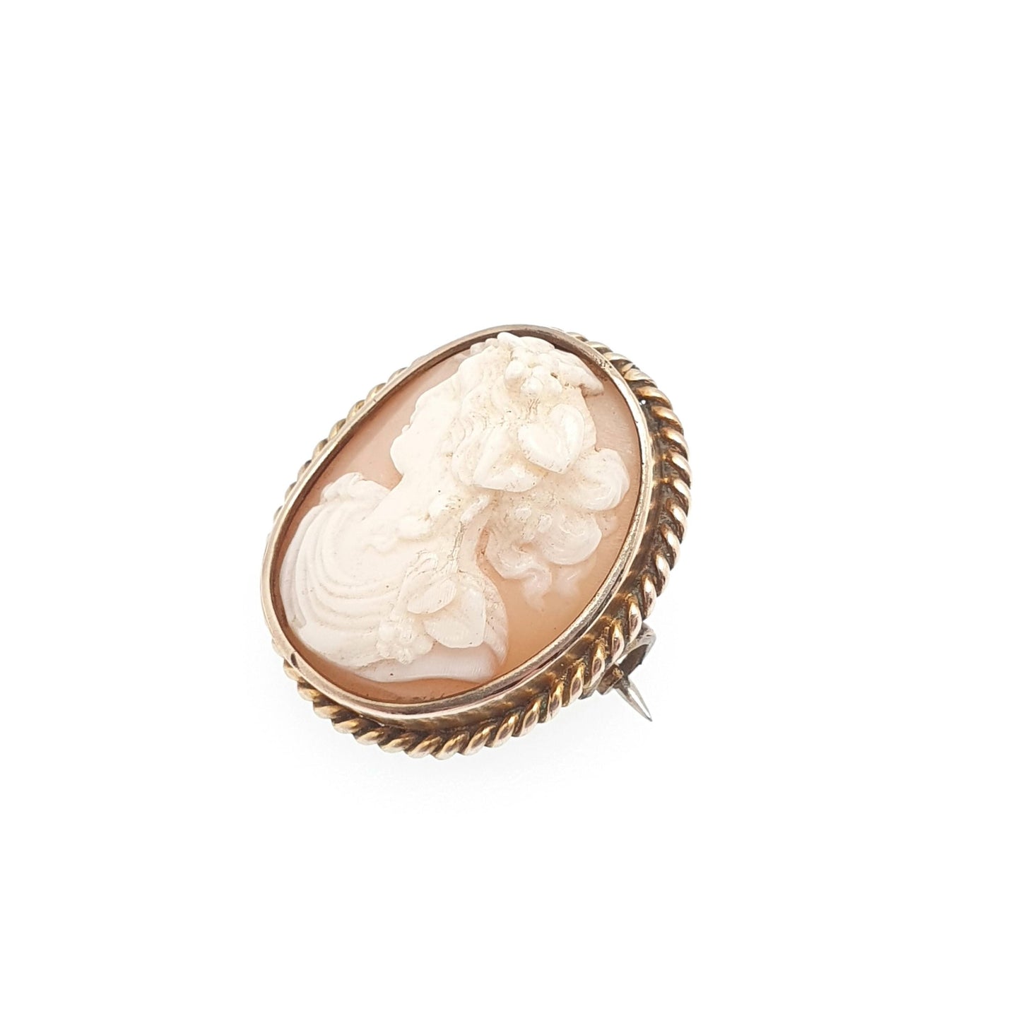 Antique Victorian 9k 9ct Gold Cameo Brooch Pin Solid 375 Border Hand Carved Shell Vintage Italian European Genuine Jewelry Womens Jewellery