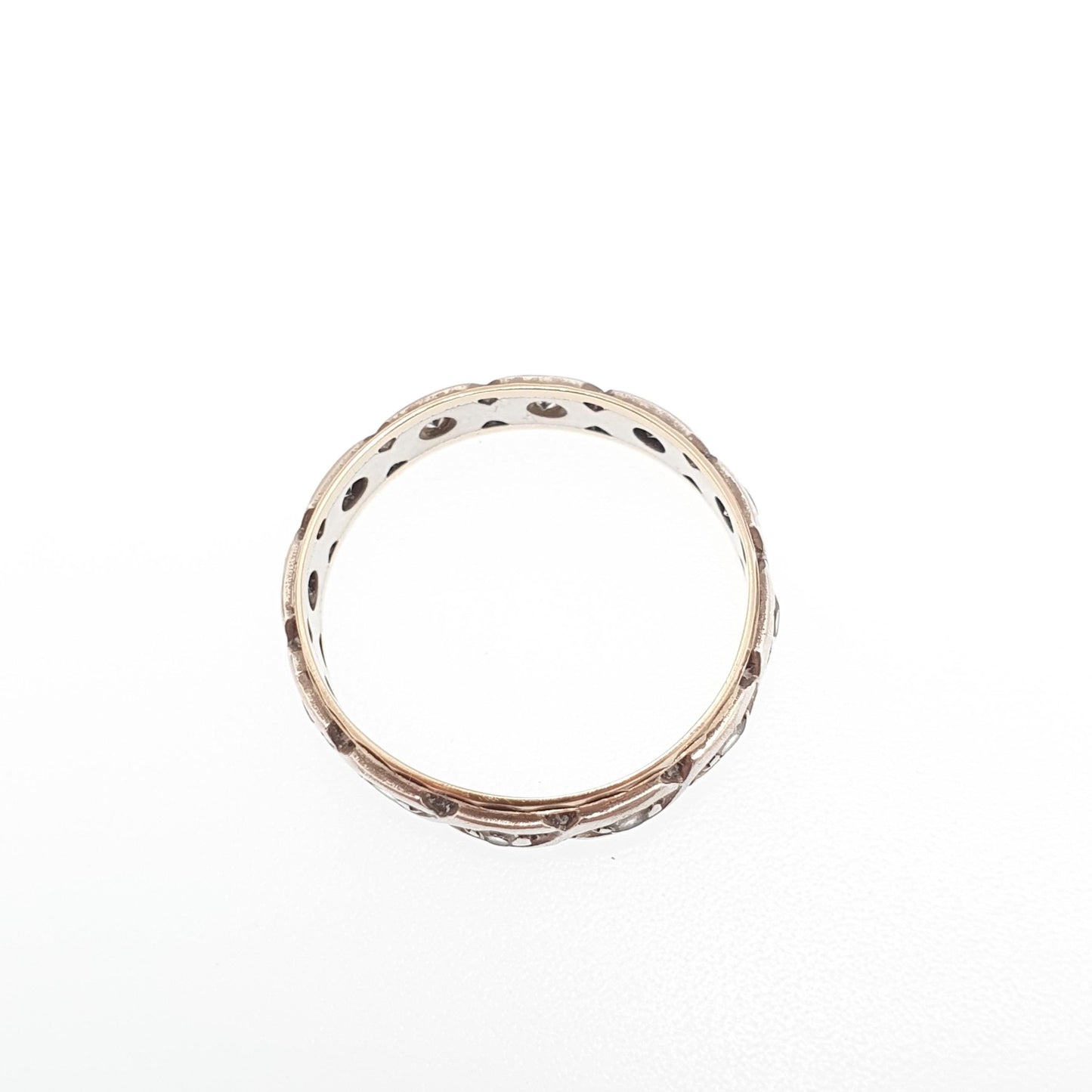 Antique 9ct 9k Gold Sterling Silver Eternity Ring Diamond White Spinel Band Solid 9kt Gold Art Deco Vintage 1920s Womens Jewelry Jewellery