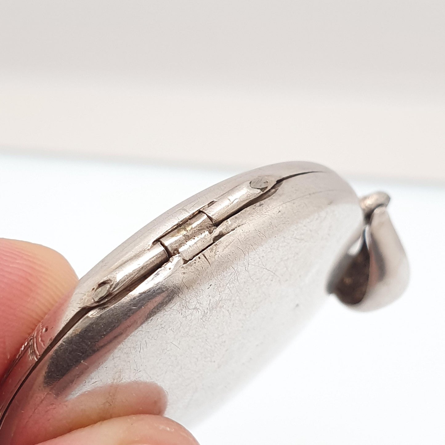 Antique Victorian Solid Silver Locket Hand Engraved Band Oval Large Big Pendant Picture Photo Vintage Womens Jewelry Jewellery