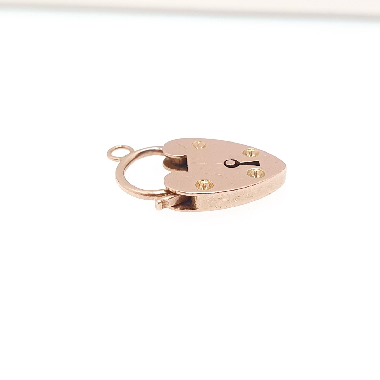 Antique 9ct 9k Rose Gold Padlock Clasp Charm Victorian Necklace Pendant Bracelet Solid 9k 9 Carat Lock Vintage Womens Jewelry Jewellery