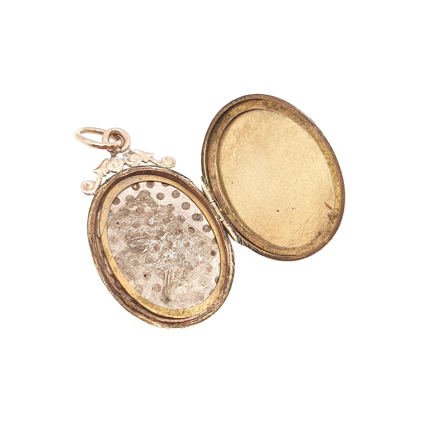 Antique 15ct Gold Diamond Locket Pendant Star Pattern Oval Solid 625 15k Fine Estate Back & Front Necklace Jewelry Womens Jewellery