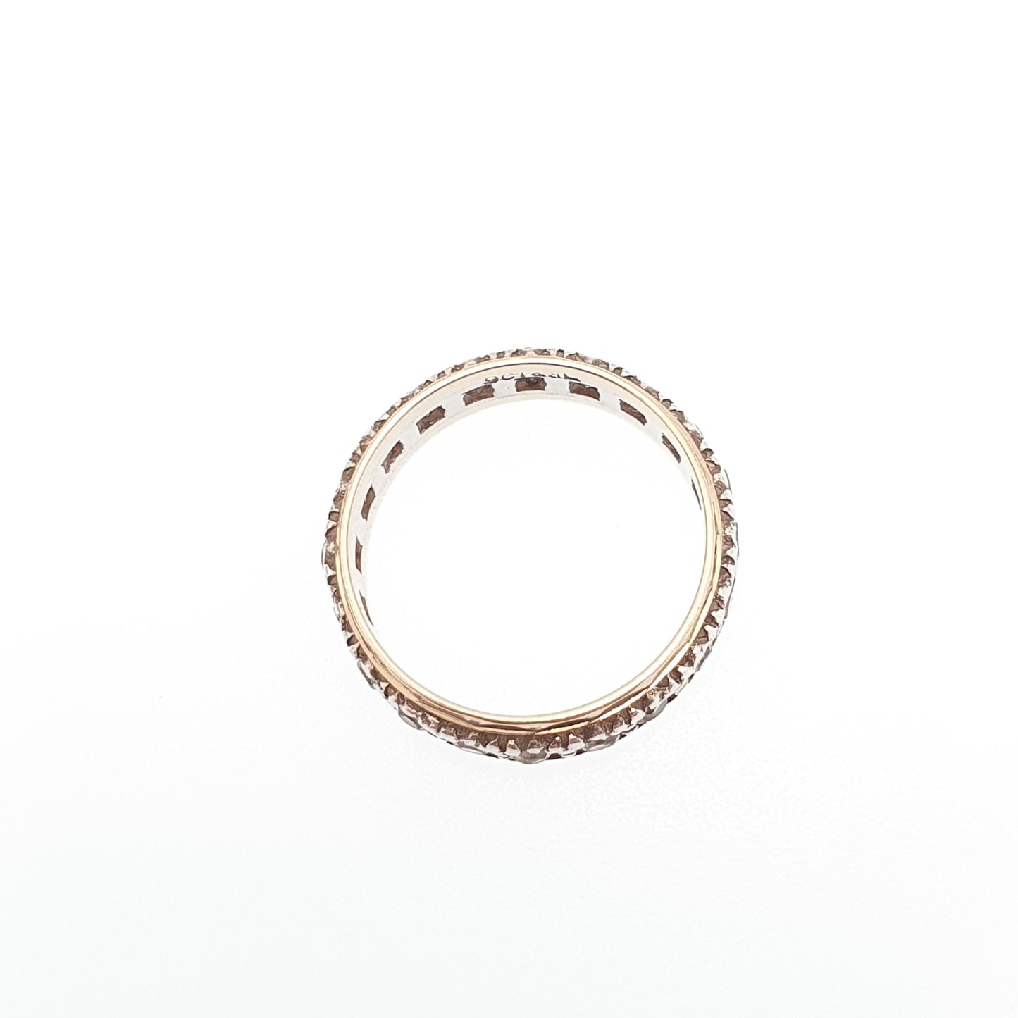 Antique 9ct Gold Eternity Ring Diamond White Spinel Sterling Silver Band Solid 9kt 9k Gold Art Deco Vintage 1920s Womens Jewelry Jewellery