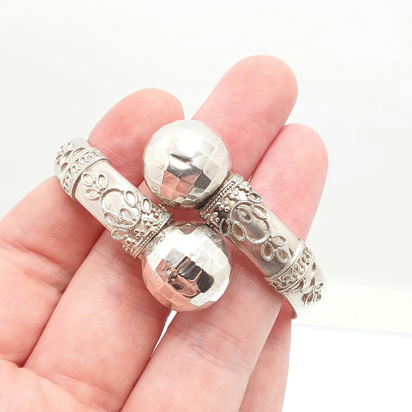 Antique Victorian Solid Silver Bypass Bangle Crossover Bracelet Bauble Filigree 1800s Fine Vintage Jewelry Jewellery