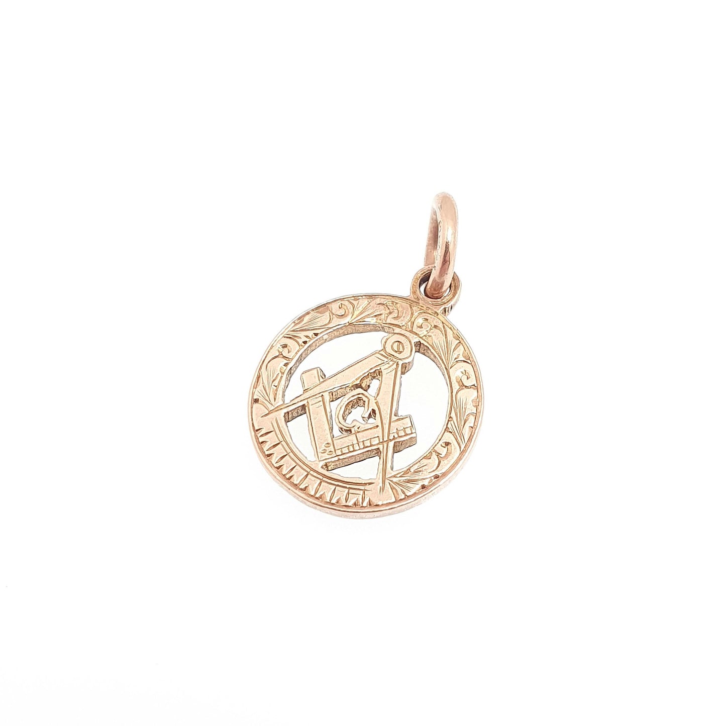 Antique 9ct 375 Gold Masonic Fob Pendant Necklace 1901 Hallmark Square and Compass Free Masons 9k Albert Chain Womens Mens Jewelry Jewellery