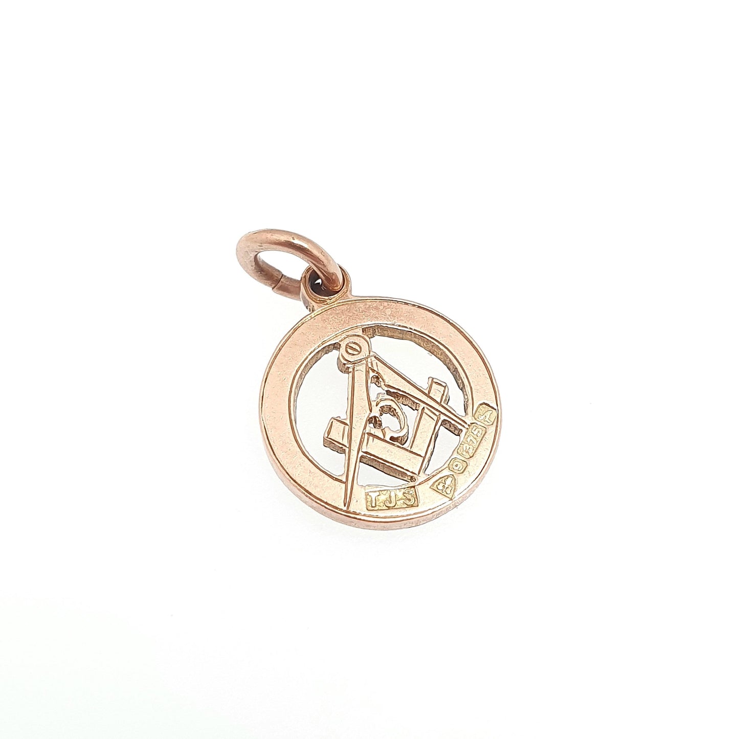 Antique 9ct 375 Gold Masonic Fob Pendant Necklace 1901 Hallmark Square and Compass Free Masons 9k Albert Chain Womens Mens Jewelry Jewellery