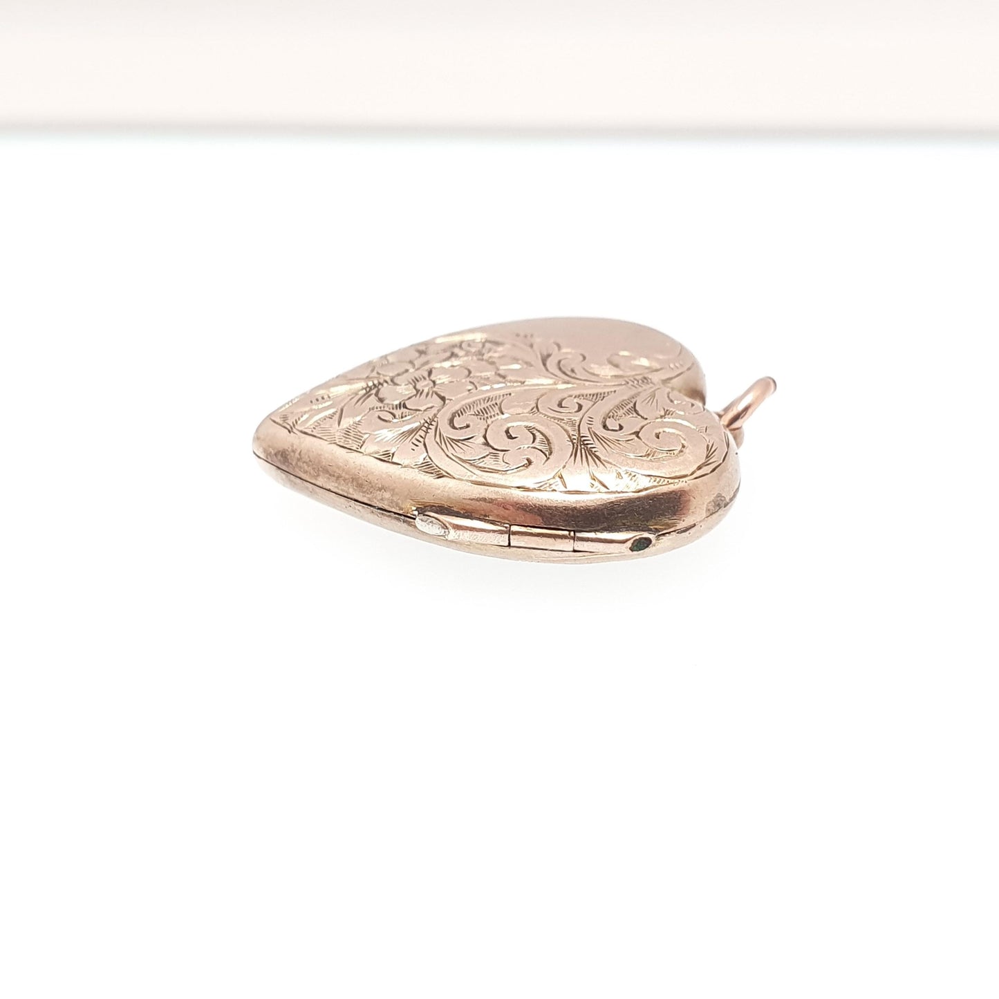 Antique Victorian 9ct Gold Heart Locket Cute Engraved Solid 9k 375 Pendant Back & Front Necklace Jewelry Womens Jewellery