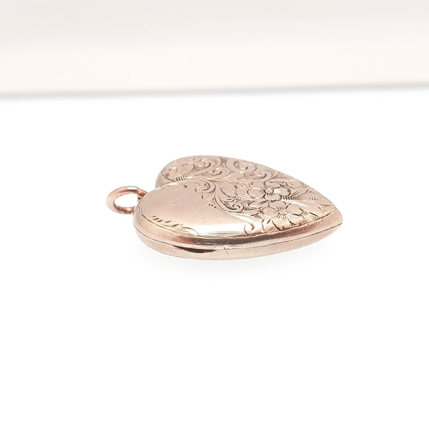 Antique Victorian 9ct Gold Heart Locket Cute Engraved Solid 9k 375 Pendant Back & Front Necklace Jewelry Womens Jewellery