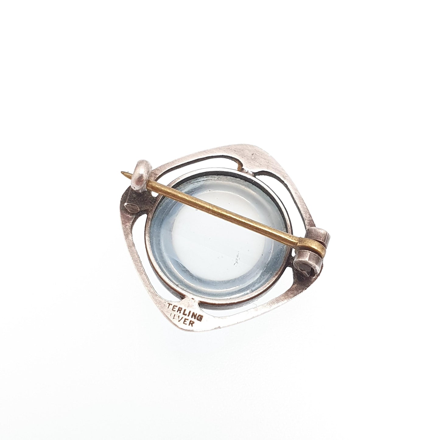 Antique Moonstone Sterling Silver Brooch Diamond Paste Cabochon Cut Edwardian Gemstone Vintage Adularescence Jewelry Jewellery