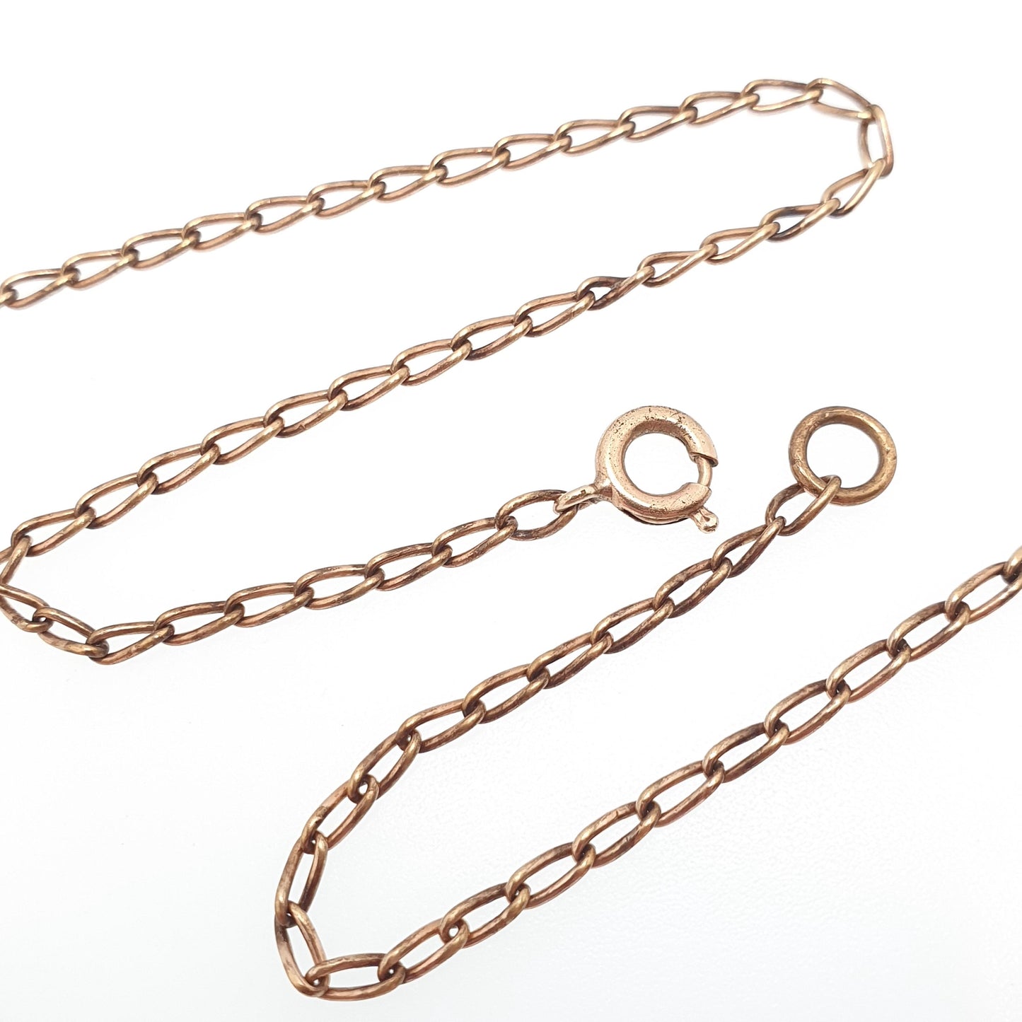 Antique Victorian Rolled Rose Gold Muff Chain Necklace Curb Link 146cm 57.5" 13.23g Long 1800s Guard Vintage Jewelry Jewellery
