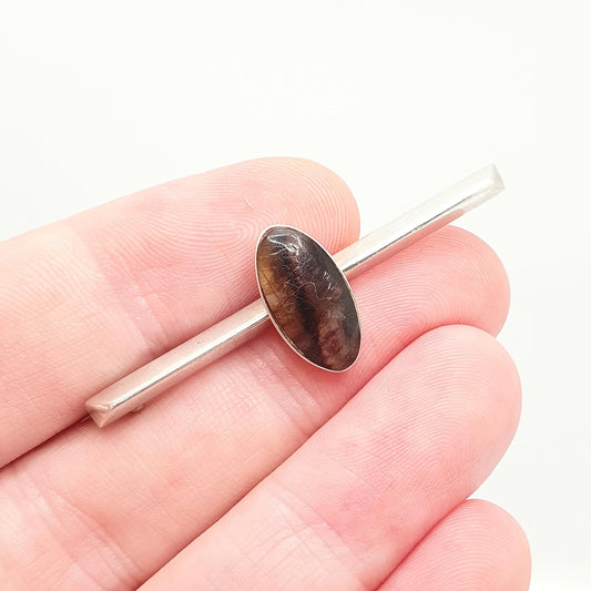 Antique Blue John Sterling Silver Brooch Bar Pin Very Rare Genuine Real Bleu Jaune Vintage Womens Jewelry Jewellery